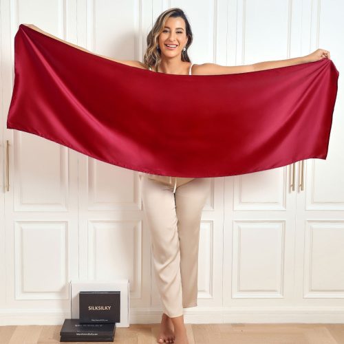 SilkSilky US Pure Silk Scarf Wine 001