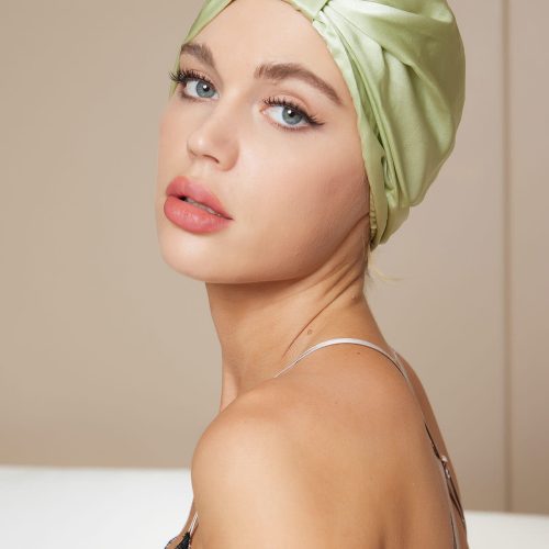 SilkSilky  Pure Silk Sleep Cap LightGreen 001