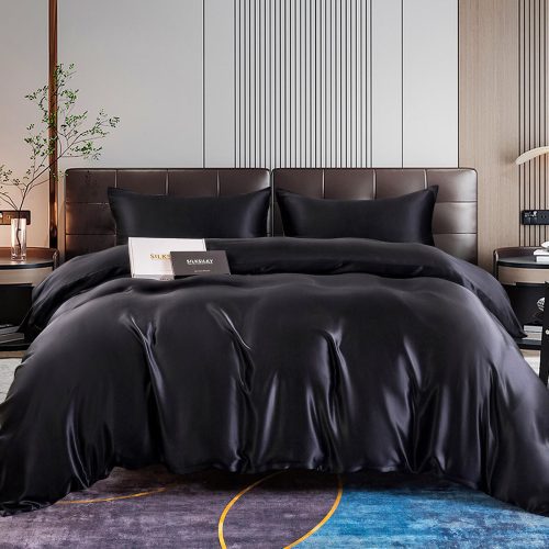 SilkSilky US 22Momme Pure Silk Bedding Set Black 001