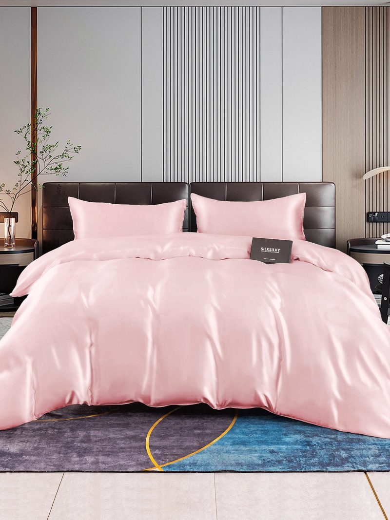 SilkSilky US 22Momme Pure Silk Bedding Set Pink 001