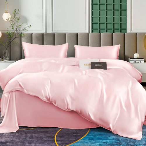 SilkSilky US 25Momme Pure Silk Bedding Set Pink 001