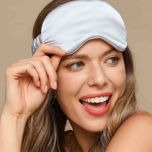 SilkSilky  19Momme Pure Silk Eye Mask Silver 001