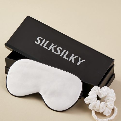 SilkSilky US 19Momme Pure Silk Eye Mask White 001