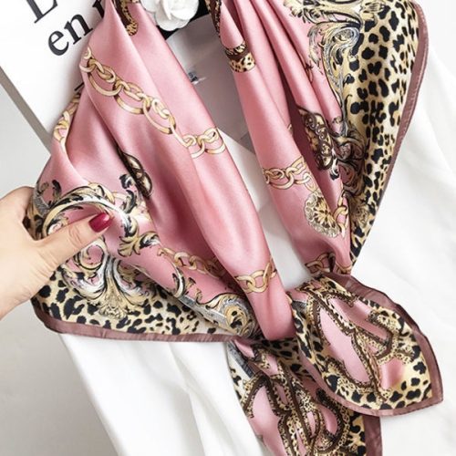 SilkSilky US Pure Silk Scarf Leopard 002