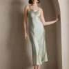 SilkSilky US 19Momme Silk Blend Sleeveless Dress LightGreen 001