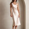 SilkSilky US Pure Silk Sleeveless Boat Neck Dress Champagne 001