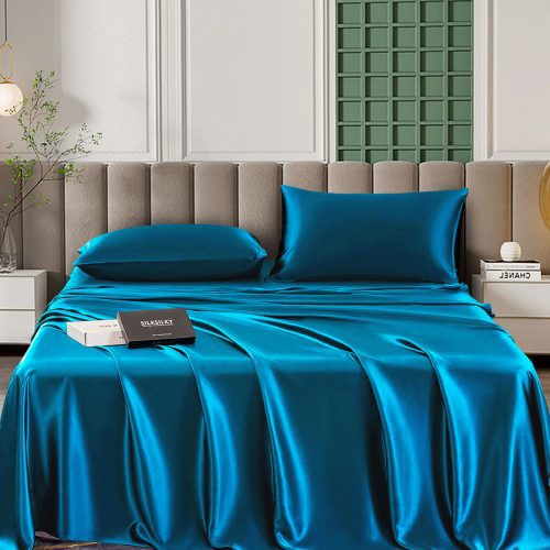 SilkSilky US 25Momme Pure Silk Bedding Set Teal 001