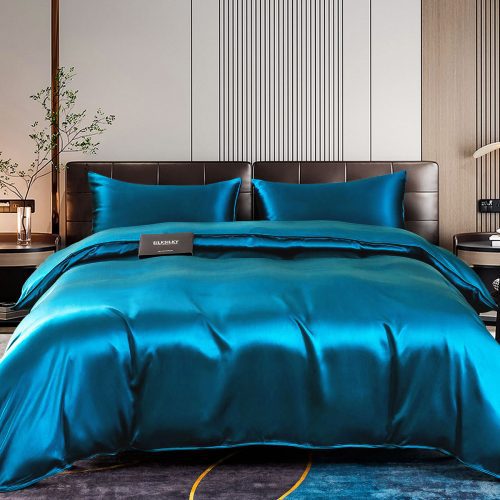 SilkSilky US 22Momme Pure Silk Bedding Set Teal 001