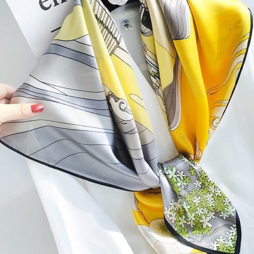 SilkSilky US Pure Silk Scarf Yellow 001