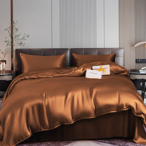 SilkSilky US 22Momme Pure Silk Bedding Set Coffee 001