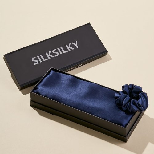 SilkSilky US Pure Silk Scarf DarkBlue 001