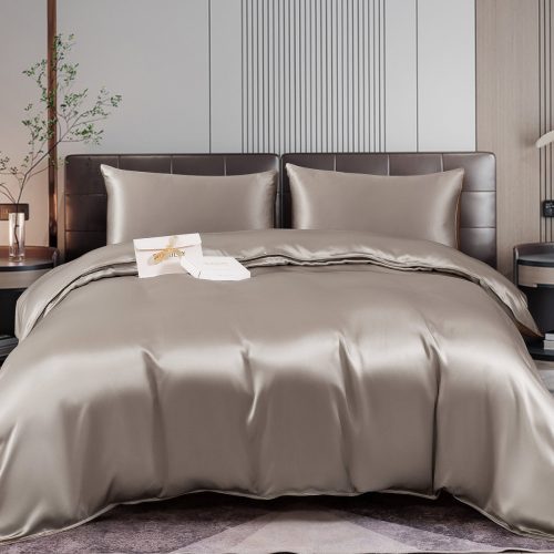 SilkSilky US 22Momme Pure Silk Bedding Set Gray 001