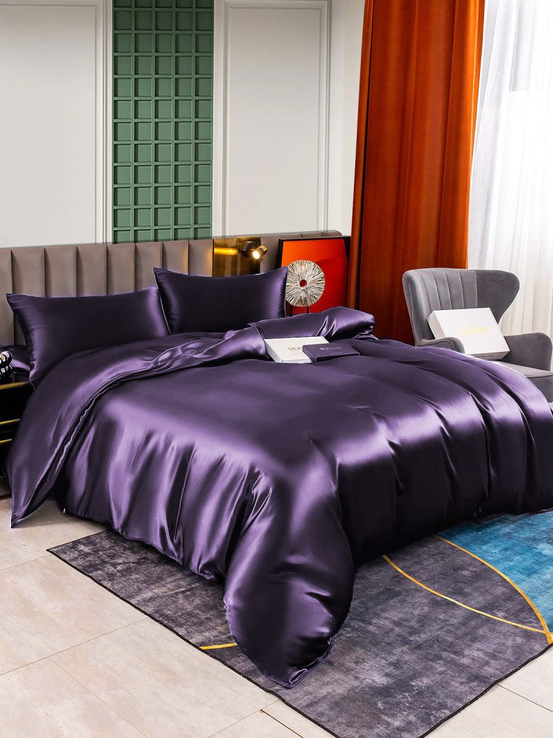 SilkSilky US 25Momme Pure Silk Bedding Set DeepPurple 001