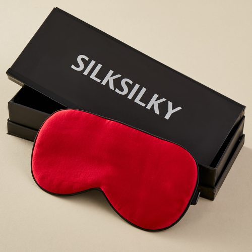 SilkSilky US 19Momme Pure Silk Eye Mask Red 001