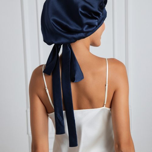 SilkSilky Pure Silk Sleep Cap DarkBlue 001