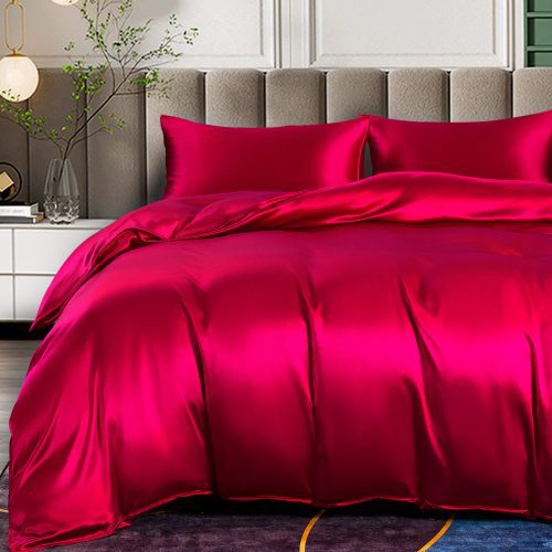 SilkSilky US 25Momme Pure Silk Bedding Set Wine 001