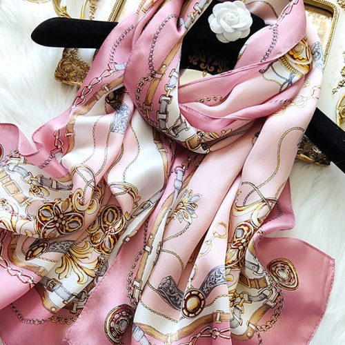 SilkSilky US Pure Silk Scarf Pink 001