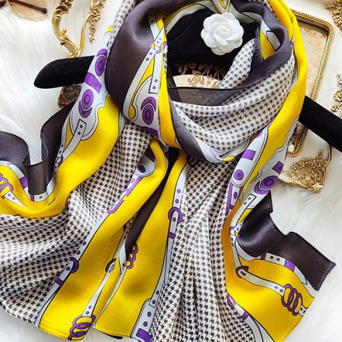 SilkSilky US Pure Silk Scarf Yellow 001