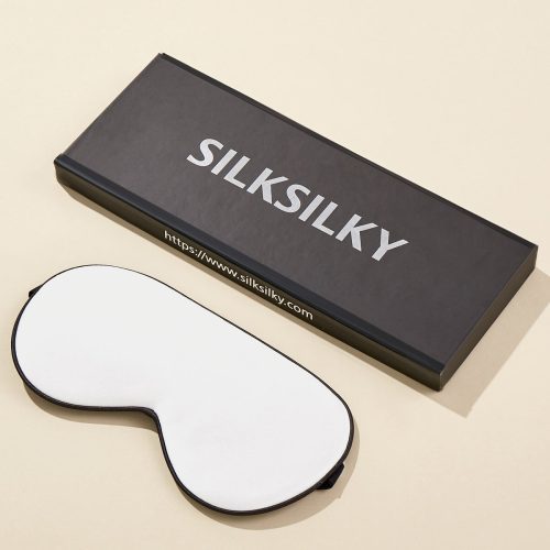 SilkSilky US 19Momme Pure Silk Eye Mask White 001