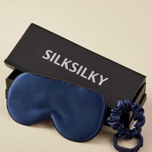 SilkSilky US 19Momme Pure Silk Eye Mask DarkBlue 001