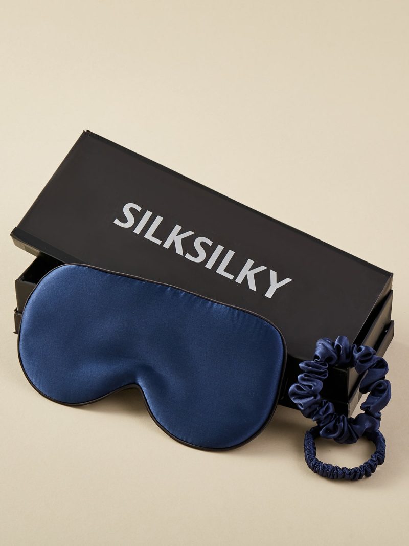 SilkSilky US 19Momme Pure Silk Eye Mask DarkBlue 001