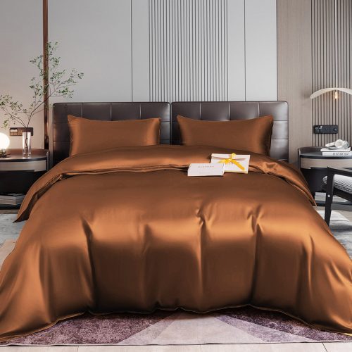 SilkSilky US 22Momme Pure Silk Bedding Set Coffee 001