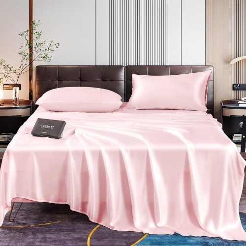 SilkSilky US 22Momme Pure Silk Bedding Set Pink 001