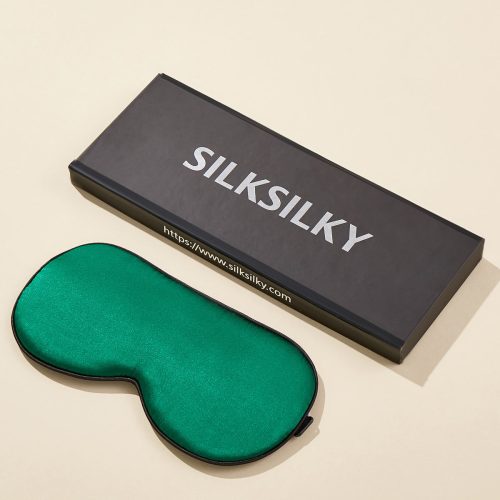 SilkSilky US 19Momme Pure Silk Eye Mask DarkGreen 001