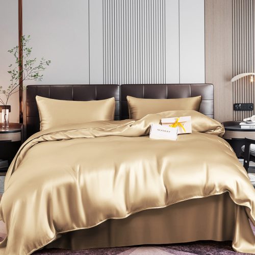 SilkSilky US 22Momme Pure Silk Bedding Set Beige 001