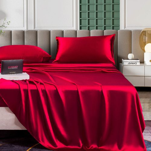 SilkSilky US 25Momme Pure Silk Bedding Set Wine 001