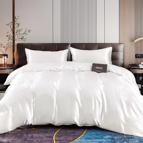 SilkSilky US 22Momme Pure Silk Bedding Set White 001