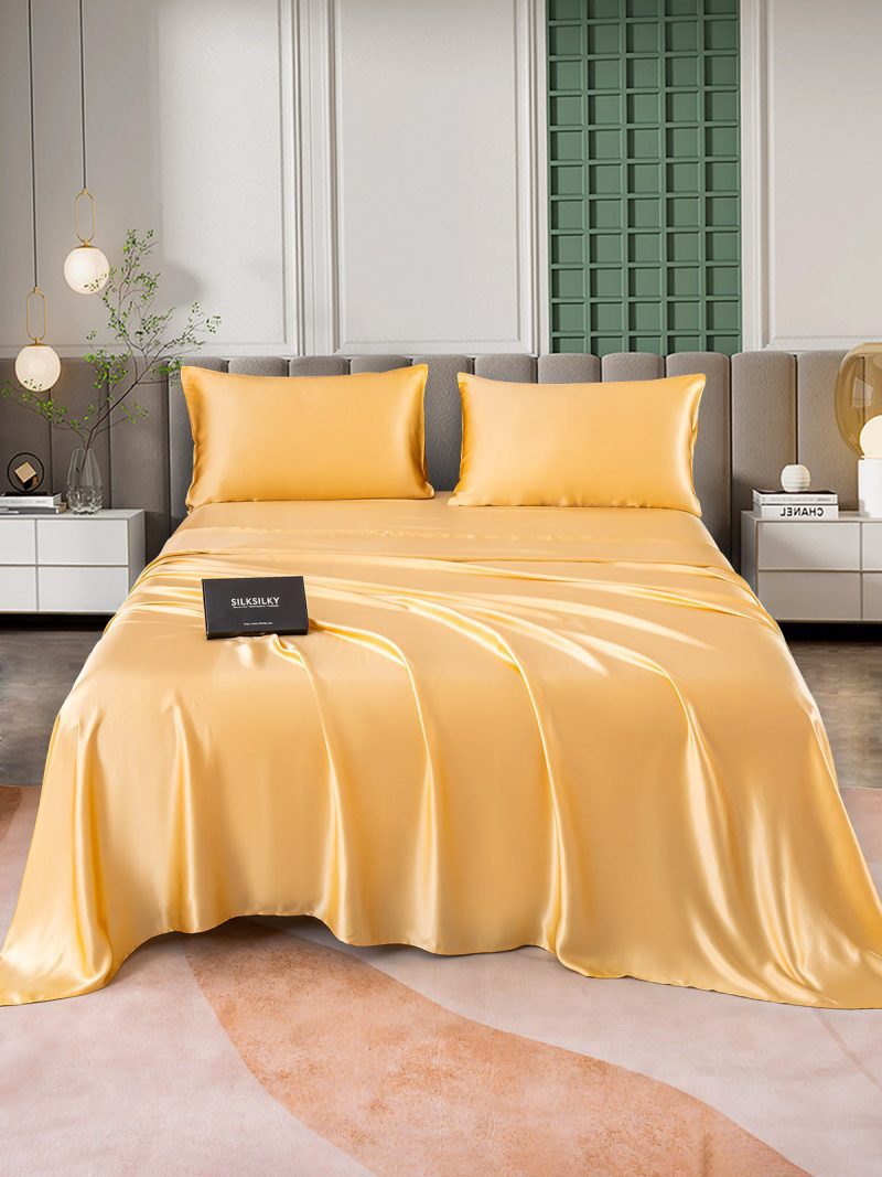 SilkSilky US 25Momme Pure Silk Bedding Set Champagne 001