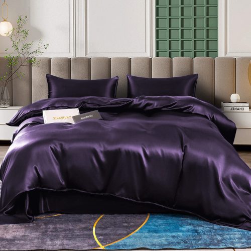 SilkSilky US 25Momme Pure Silk Bedding Set DeepPurple 001