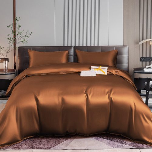 SilkSilky US 22Momme Pure Silk Bedding Set Coffee 001