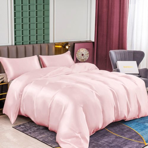 SilkSilky US 25Momme Pure Silk Bedding Set Pink 001