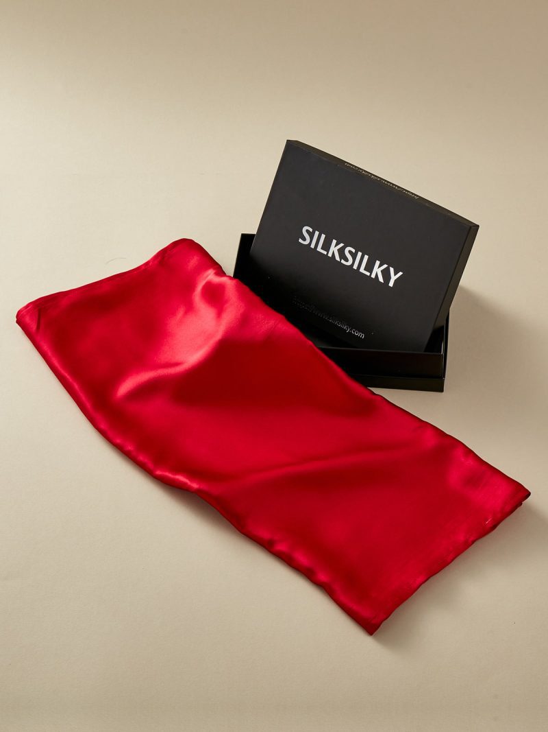 SilkSilky US Pure Silk Scarf Red 001