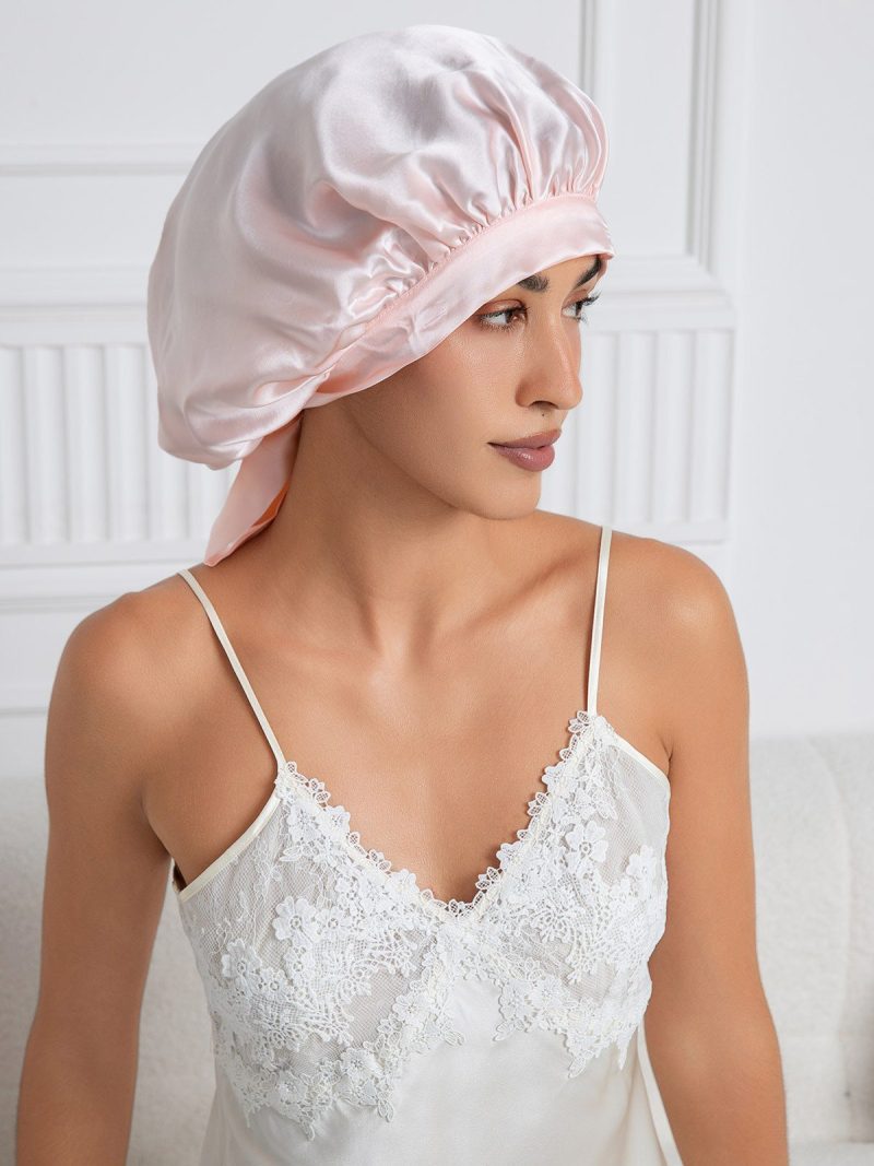 SilkSilky Pure Silk Sleep Cap Pink 001