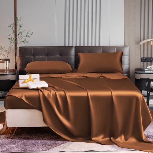 SilkSilky US 22Momme Pure Silk Bedding Set Coffee 001