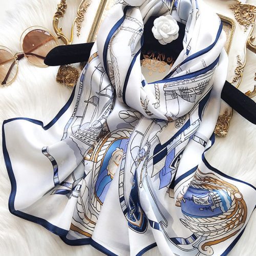 SilkSilky US Pure Silk Scarf Blue 001