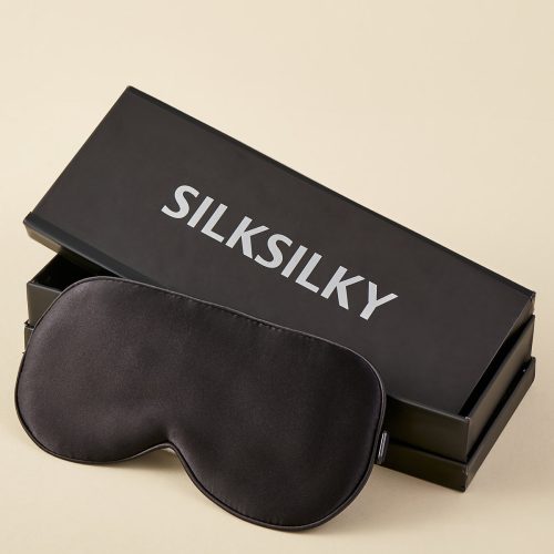 SilkSilky US 19Momme Pure Silk Eye Mask Black 001