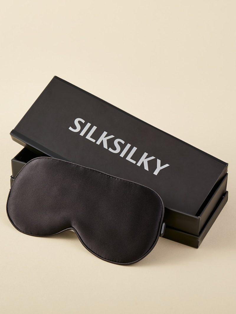 SilkSilky US 19Momme Pure Silk Eye Mask Black 001