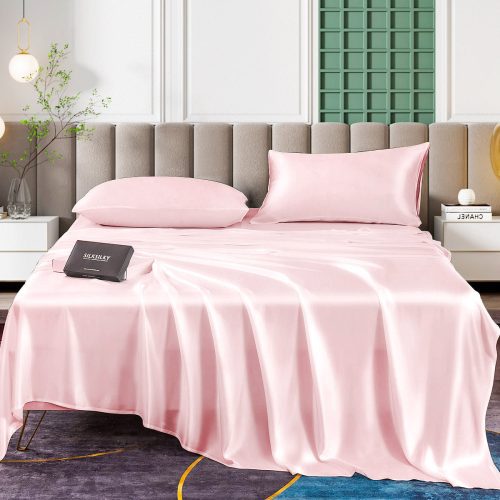 SilkSilky US 25Momme Pure Silk Bedding Set Pink 001