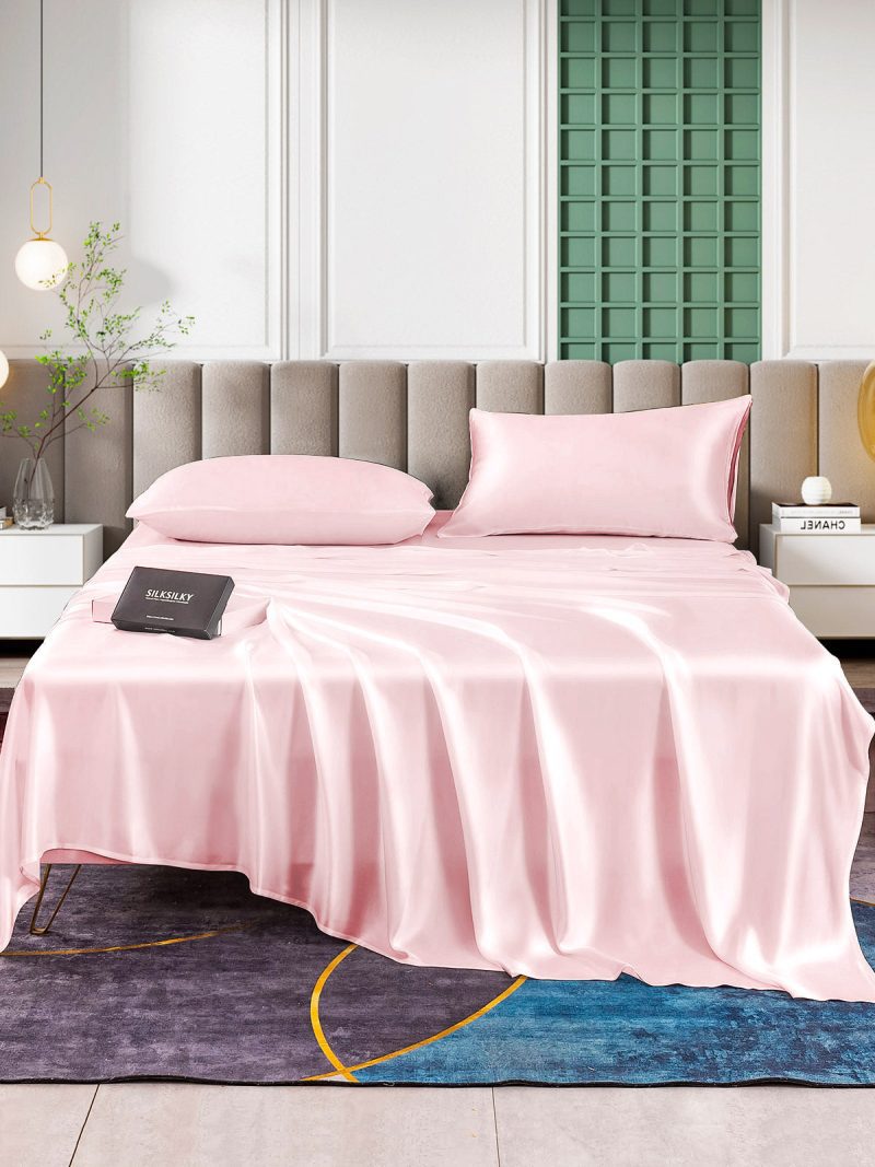 SilkSilky US 25Momme Pure Silk Bedding Set Pink 001