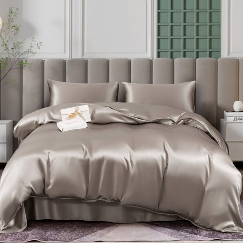 SilkSilky US 25Momme Pure Silk Bedding Set Gray 001