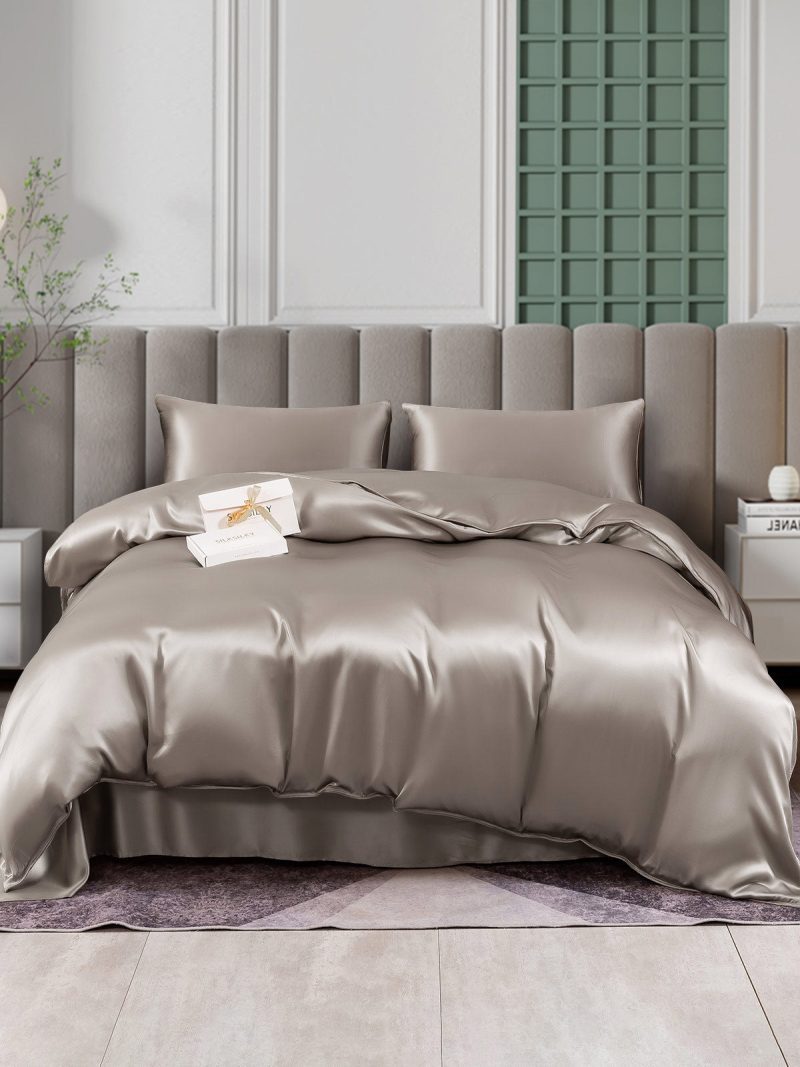 SilkSilky US 25Momme Pure Silk Bedding Set Gray 001