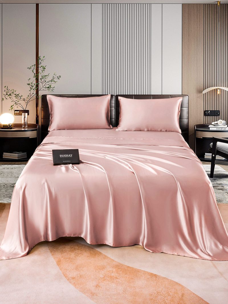 SilkSilky US 22Momme Pure Silk Bedding Set PaleMauve 001