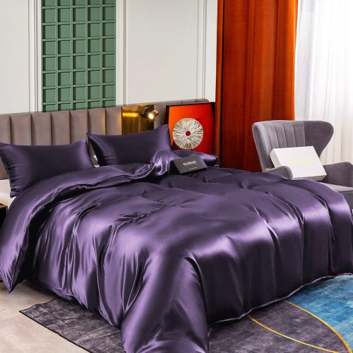 SilkSilky US 25Momme Pure Silk Bedding Set DeepPurple 001