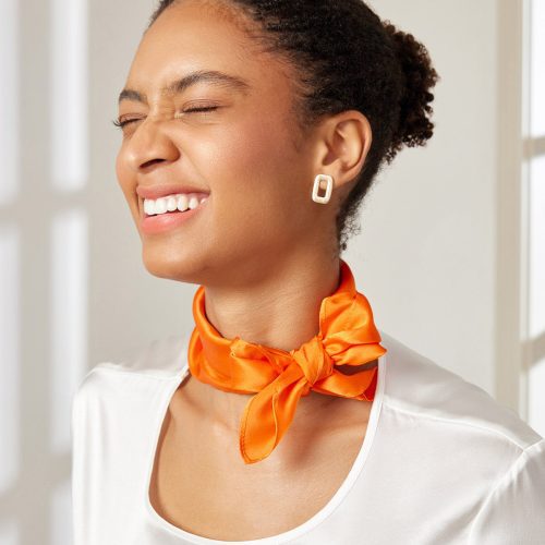 SilkSilky US Pure Silk Scarf Orange 001