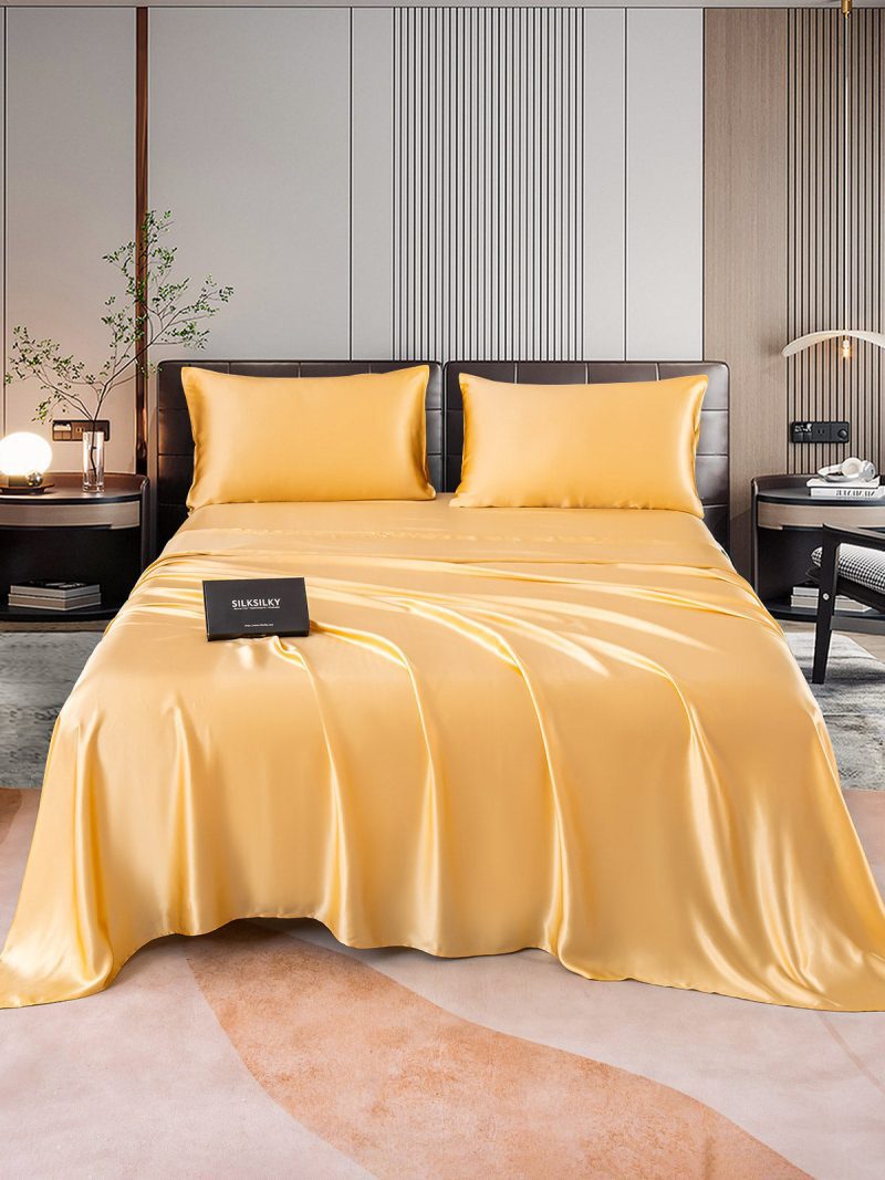 SilkSilky US 22Momme Pure Silk Bedding Set Champagne 001