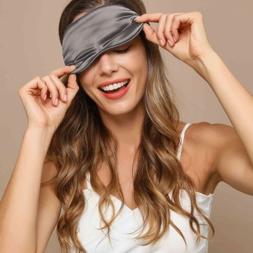 SilkSilky  19Momme Pure Silk Eye Mask DarkGray 001